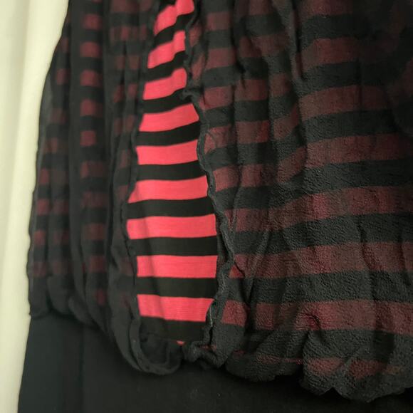 Ella Moss XS Black Pink Striped Blouson Top Blouse Sleeveless Short Length - Picture 4 of 9